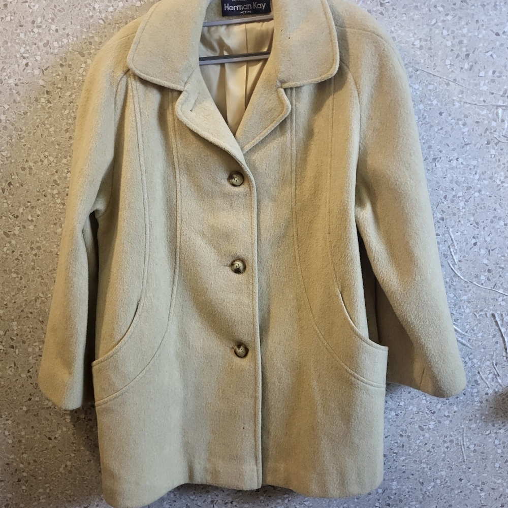 herman kay wool coat vintage,Women's, Beige,Size 12‎ Petite